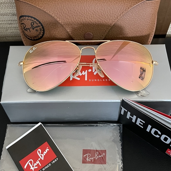 LIKE NEW RayBan Aviator RB3025 Copper Mirror Flash Lens Ray ban Sunglasses - Picture 9 of 16